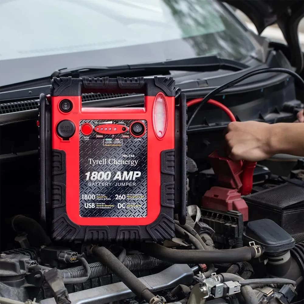 Nuovo aggiornamento 1800A Avviatore di emergenza per batteria per auto con compressore d'aria, impulso automatico per batteria al piombo da 20000 mAh 12 V