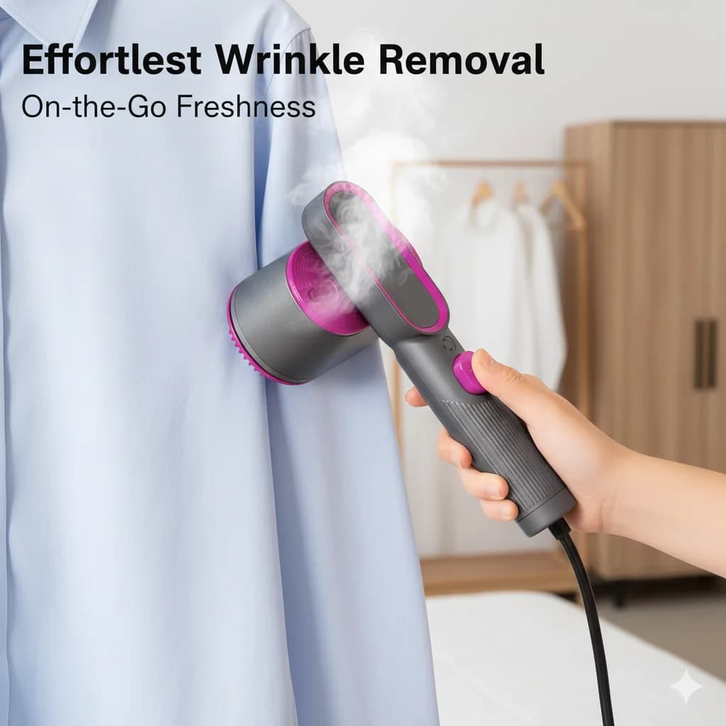 Compact Portable Handheld Clothes Steamer Dry Wet Dual Use Fabric Friendly Fast Wrinkle Remover For Business Trip Dorm Gift