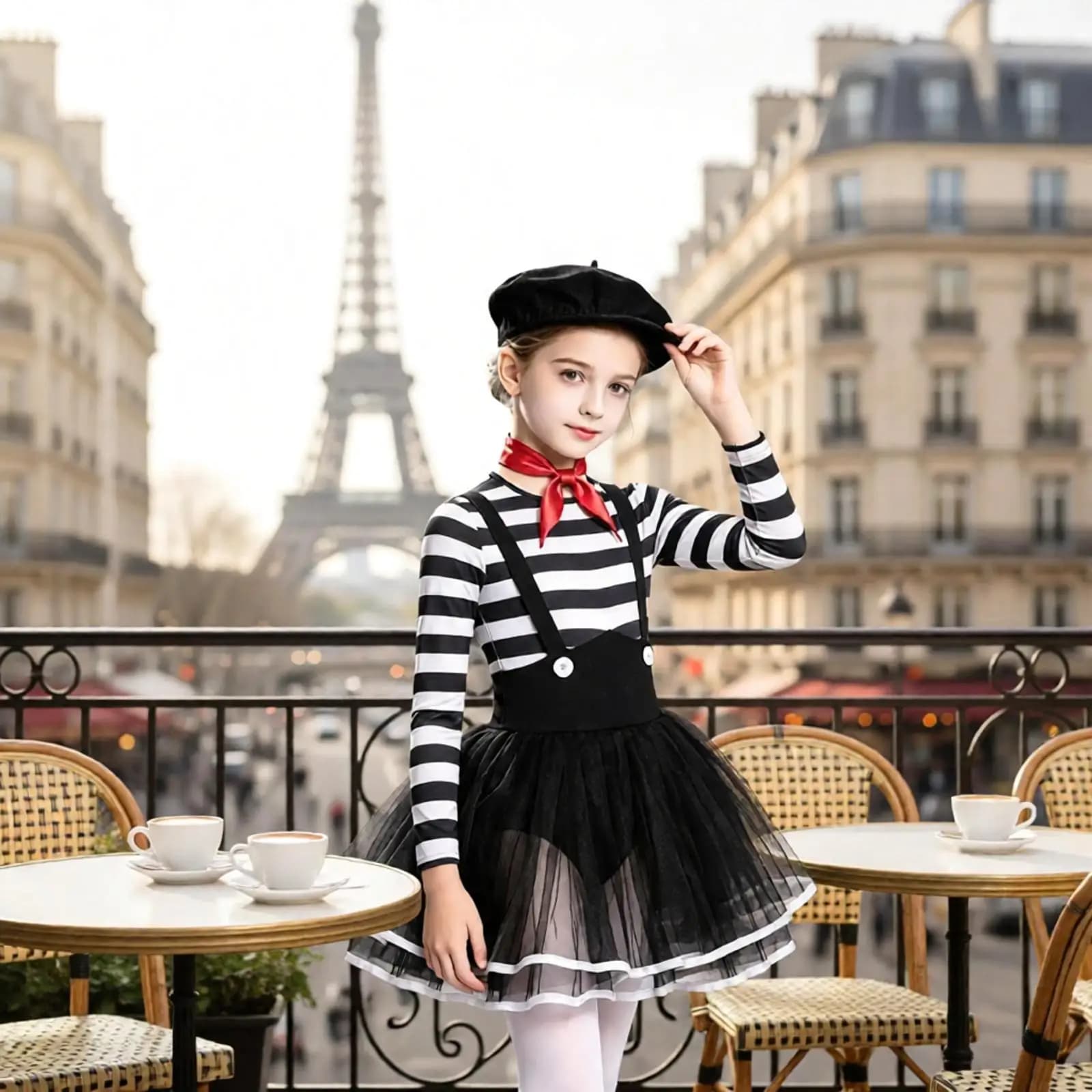 Circus Clown Artists Fancy Dress Up Long Sleeve Ruffle Skirt Ballet Leotard Tutu Dress Hat Halloween Masquerade Party Dancewear