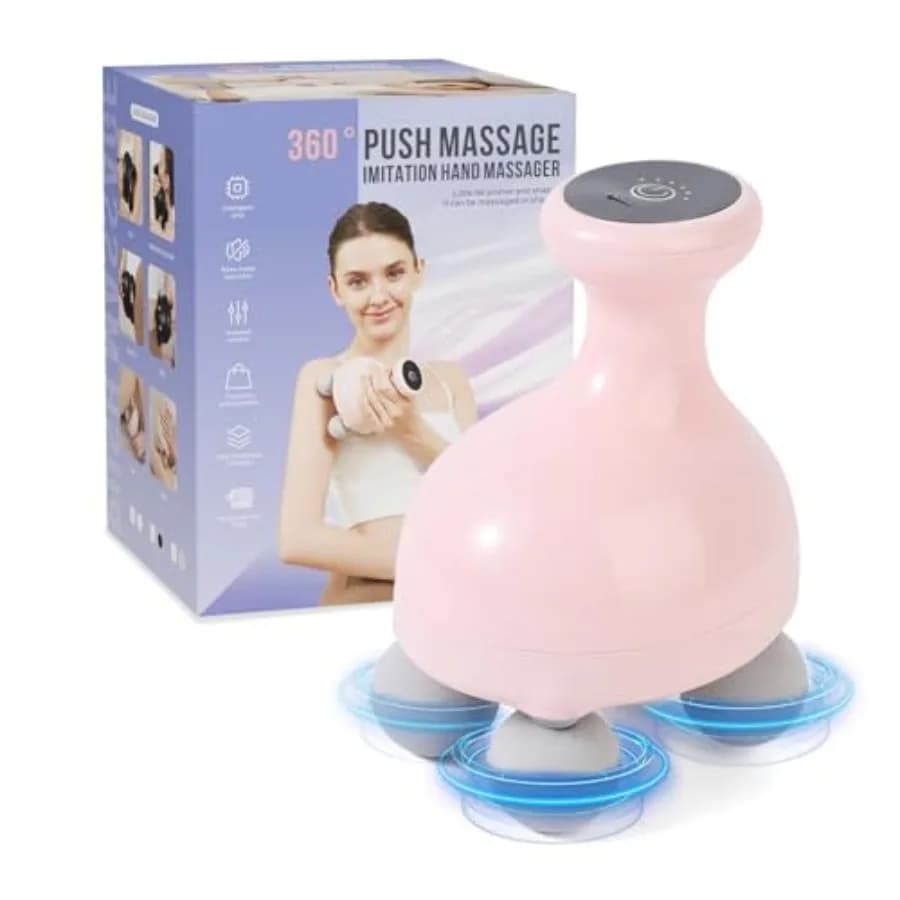 Electric Massage Gun 4 Massage Heads Background of Fabrics, Percussion Muscular Massage Massage for Relieving Spalle and Back Tension