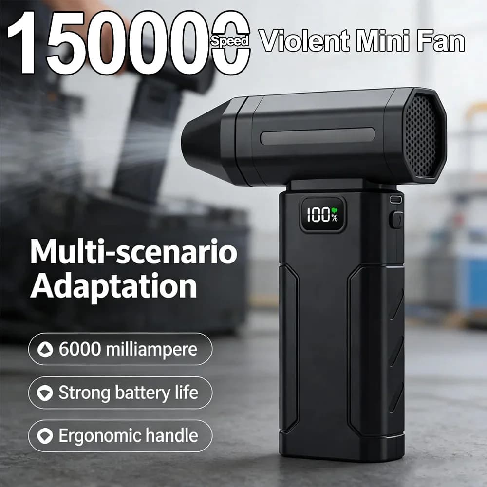 Mini soffiatore d'aria X8 da 150.000 giri/min, potente aspirapolvere, ricarica rapida, ventola a vento forte per la pulizia di auto/computer