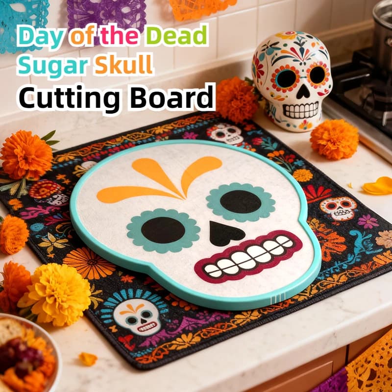 Joie Day of the Dead Cutting Board Antibacterial Double-sided Food Grade Plastic Cutting Board for Fruit Vegetable Meat Prep