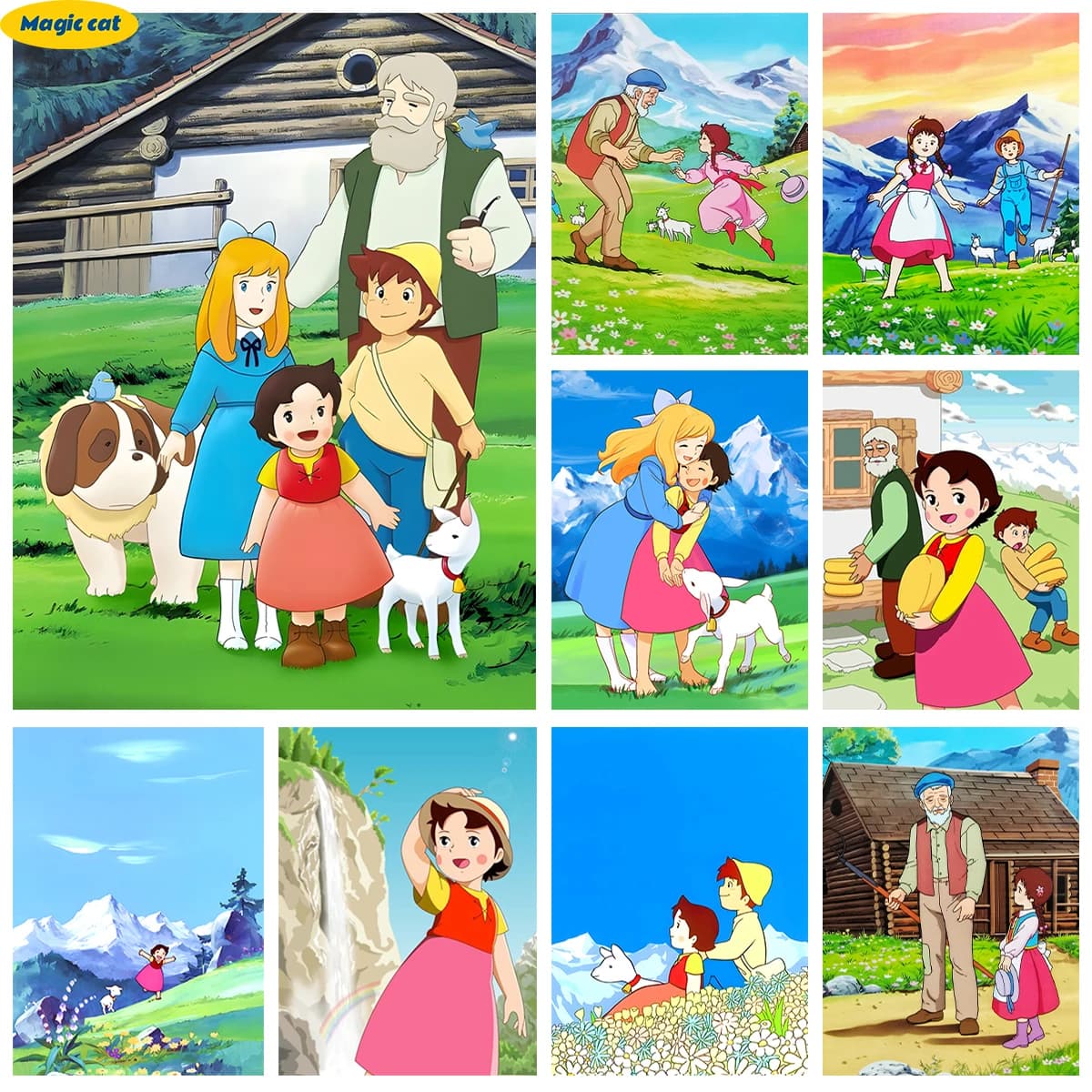 Ragazza nelle alpi A-Alps pittura diamante 5D animazione ragazza Heidi ricamo diamante fai da te punto croce regali A mano per bambini decorazioni per la parete di casa