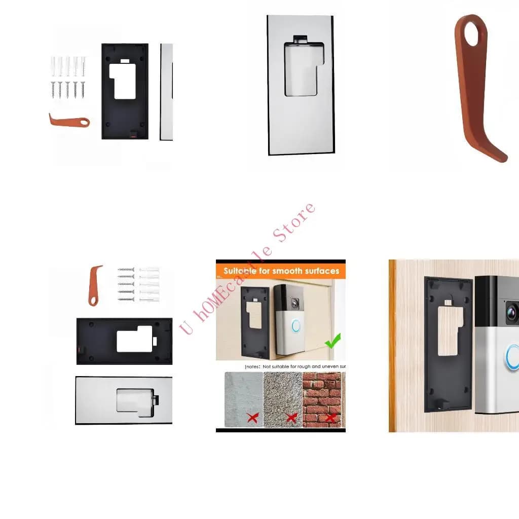 63HF Video Doorbell Adhesive Mount Bracket Replacement No Drill Adjustable Doorbell Mount Holder for Video Doorbell Accessory