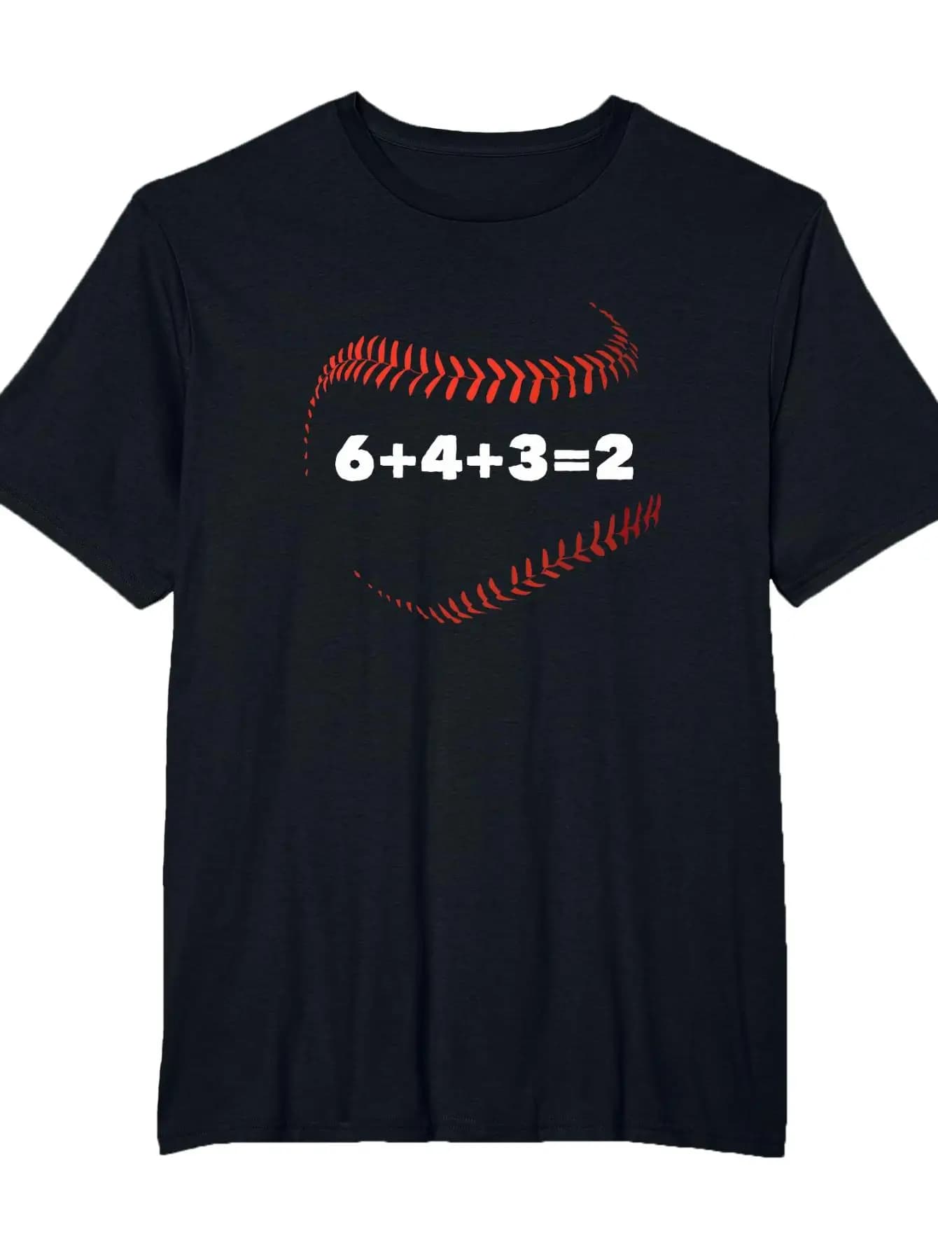 6+4+3=2 Maglietta con scritta divertente per giocatori di baseball Double Play | Magliette 100% cotone, morbide e confortevoli