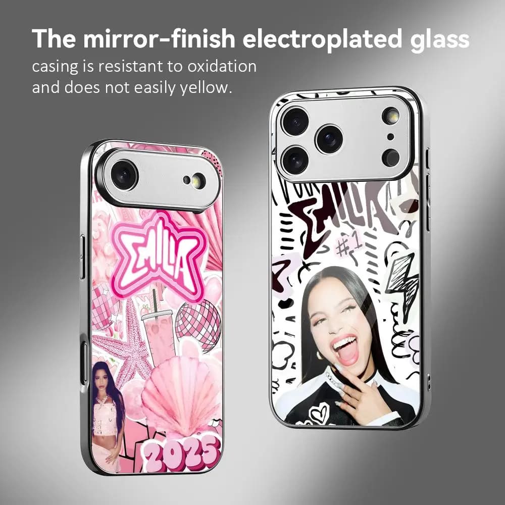 Singer E-Emilia Mernes Phone Case For IPhone 17 16 15 14 13 12 Pro Max Plus Electroplated Metal Bumper Shockproof Case
