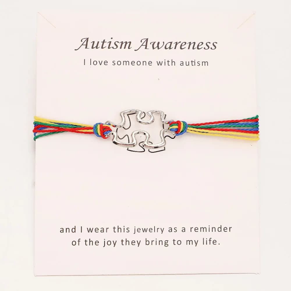 Nuovo braccialetto autistico transfrontaliero, puzzle con braccialetto di carta intrecciata con filo cerato creativo europeo e americano