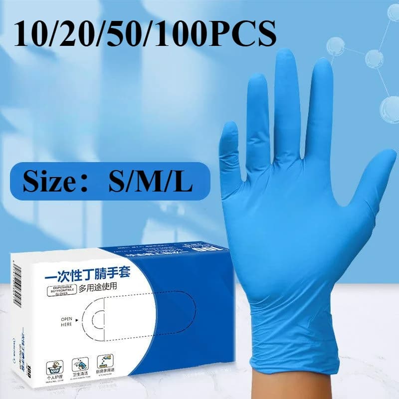 10/20/50/100PCS Guanti in nitrile blu Guanti blu impermeabili usa e getta Cucina Lavastoviglie Pet Bagno Bellezza Strumenti per lo styling dei capelli