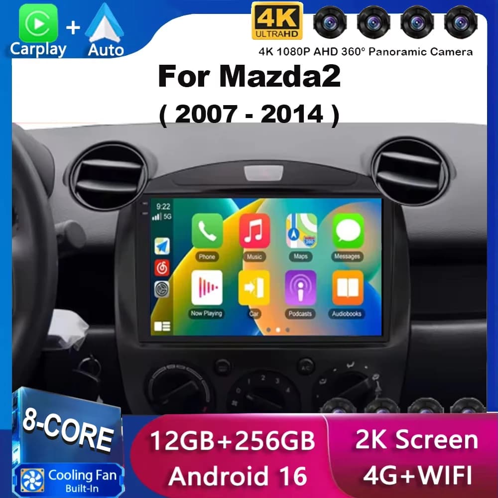 Car Android 15 Radio Multimedia Player For MAZDA 2 Mazda2 2007 2008 2009 2010 2011 2012 2013 2014 GPS Navi 2Din 2 Din Autoradio