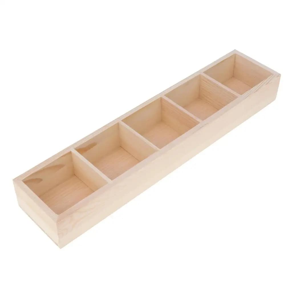 Multi Grid Succulent Planter Pot Wooden Flower Box Bamboo Tray Storage Organizer for Office Windowsill Home Tabletop