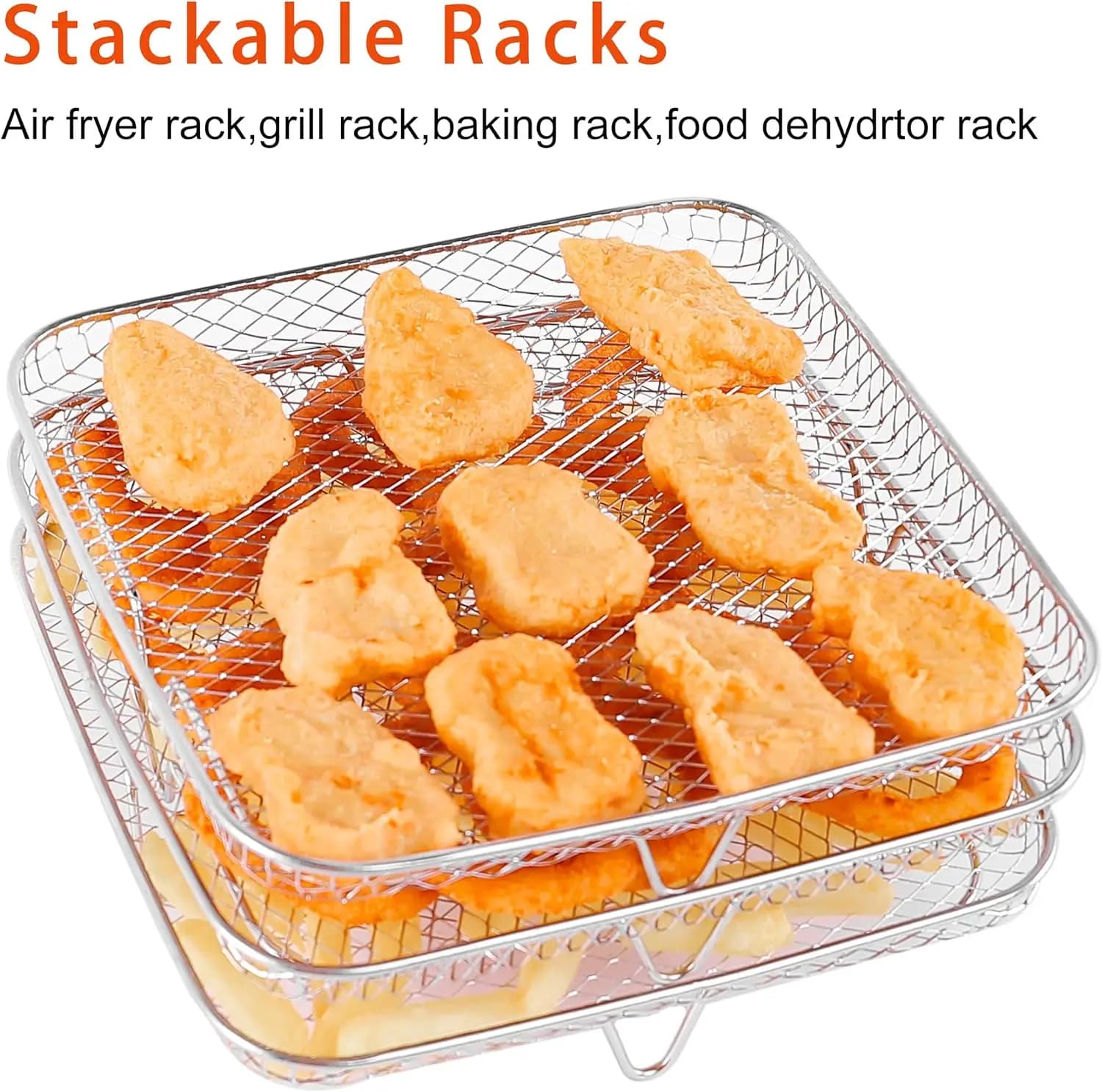 Stainless Steel Ninja Dual Air Frying Grid, Rectangular Air Frying Basket, Accessories