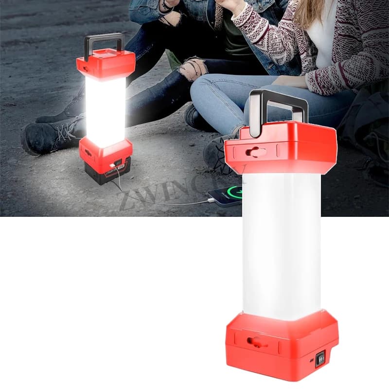 Torcia da Lavoro a 18 LED per Milwaukee, Faretto Elettrico con Batteria agli Ioni di Litio 18V, Luce Alta e Bassa, Power Bank USB