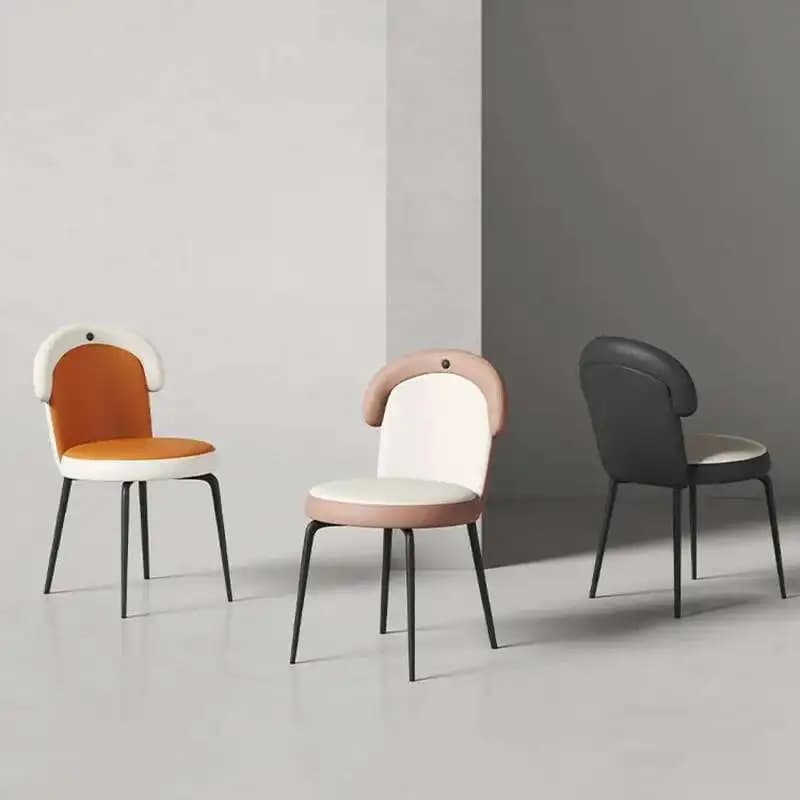 Sedie da pranzo moderne bianche Comode gambe in metallo Sedie da soggiorno comode e impermeabili Sedie con cuscino di design