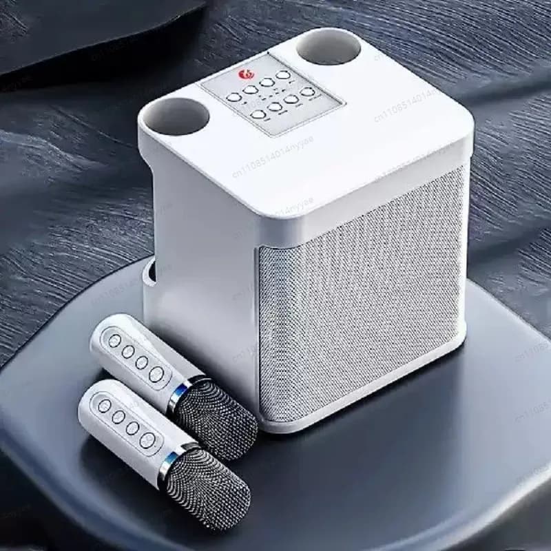 Portable Dual Microphone Karaoke Machine Wireless Bluetooth Speaker for Adult Kids Home KTV System HIFI Stereo Boombox for Party