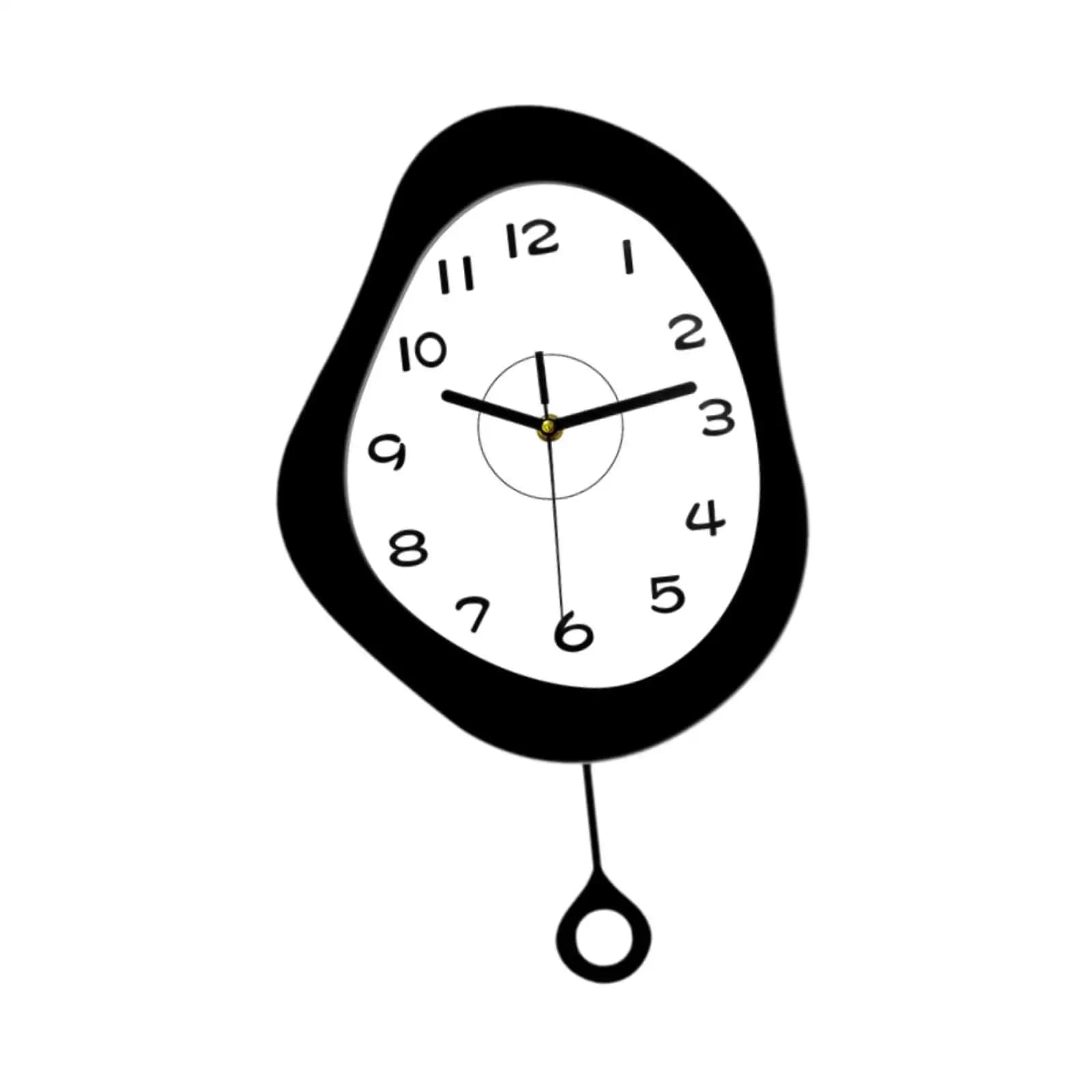Wall Clock Ornament Home Decor Acrylic Gift Creative Silent Hanging Clock with Pendulum for Nursery Bathroom Kitchen Home Office
