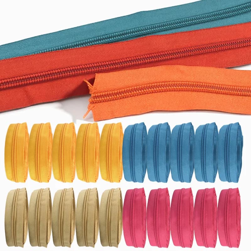 5/10/20 Metri 5 # Nastro con Cerniera in Nylon per Sostituzione su Abbigliamento, Zaini, Valigie, Borse, Forniture per Cucito e Fai-da-Te