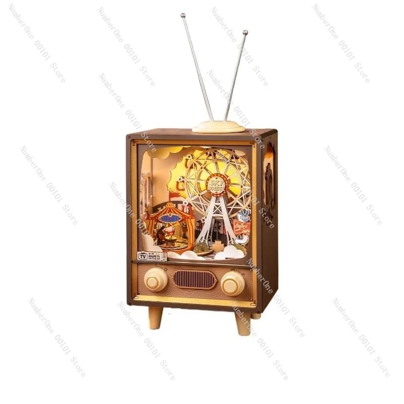 Sunset Amusement Park Music Box DIY Wooden Puzzle Building Block Model Kit Handmade Birthday Gift