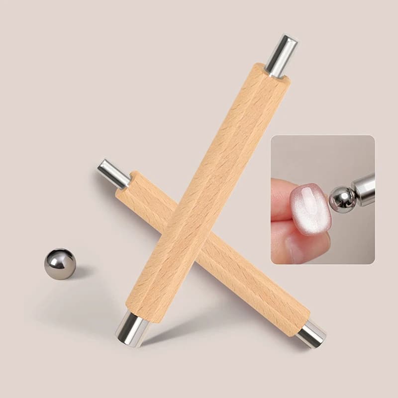 Strumento magnetico a doppia testa per unghie, kit per nail art con gel effetto occhio di gatto, penne magnetiche potenti e lunghe per uso domestico, in salone o per fai da te.
