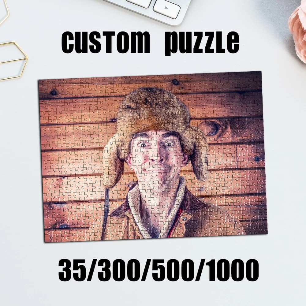 35/300/500/1000pcs Personalized Custom Photo Puzzle selfie Father's Day Back To School Halloween Christmas New Year