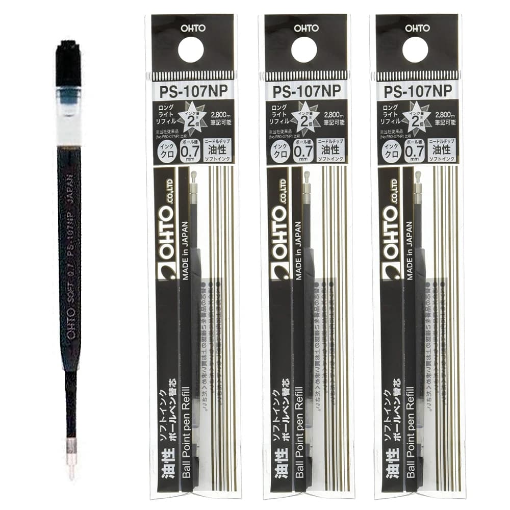 3 pz OHTO PG-107NP Penna Gel Ad Asciugatura Rapida Ricarica 0.7mm Inchiostro Nero Punta Fine Standard Europeo G2 Ricarica Scuola Ufficio Scrittura Ricariche