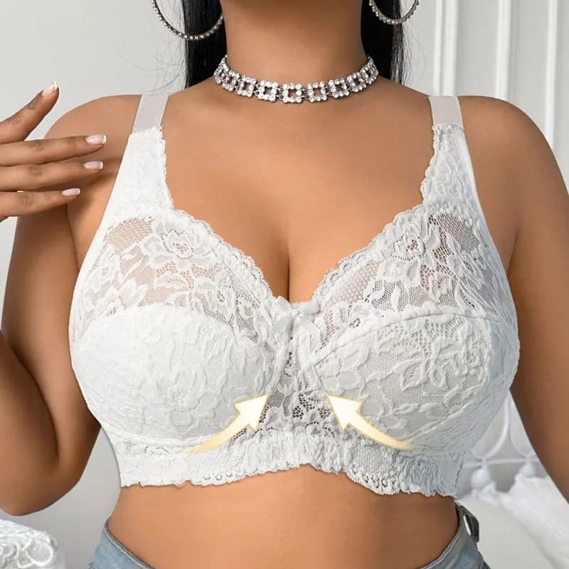 Bra Plus Size 110F in Pizzo Ricamato, Full Cover, No Ferretto, Comfort and Support, Side Modeling Effect, T-Shirt Bra for Women