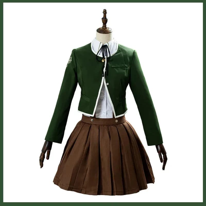 Game Chihiro Fujisaki Cosplay Costume Uniform scholastic British style Gonna Green Wig Woman Adult Kawaii Cute campus dresses; 3'v, 6.h;