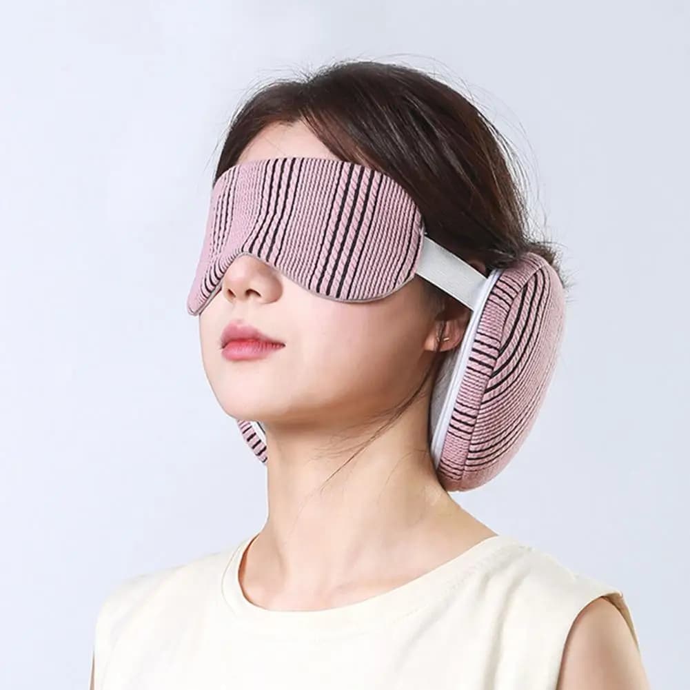 Cuscino da viaggio per aereo Cuscino da viaggio 2 in 1 con maschera per gli occhi Cuscino di supporto per il collo portatile con cerniera Compatto per dormire su strada