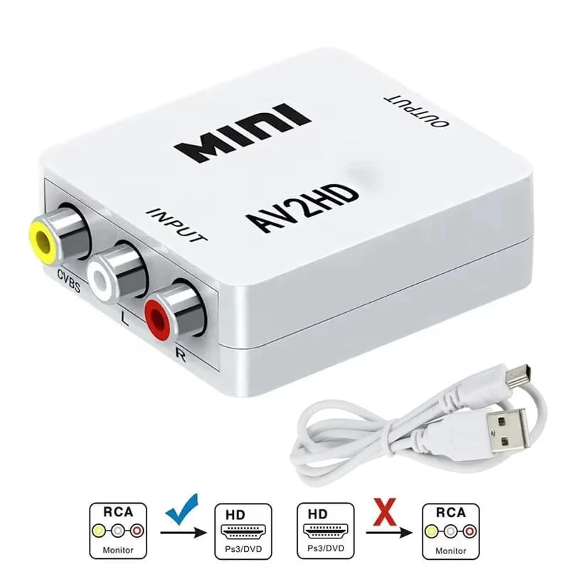 HDMI compatible composite video adaptor to RCA AV HDMI2AV Adapter AV2HDMI 1080P for HDTV PS3 PS4 PC DVD XBox
