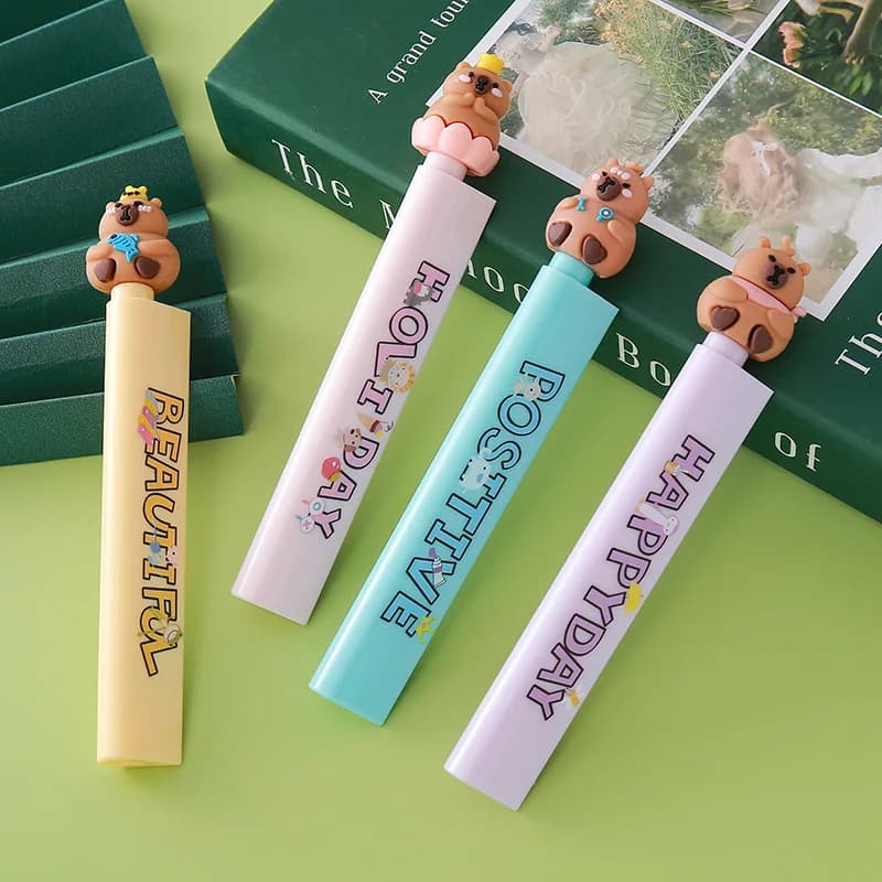 Bview Art Set di 4 penne righello - Penna gel in scala multifunzionale con simpatico design a forma di cartone animato per forniture per ufficio per studenti delle scuole