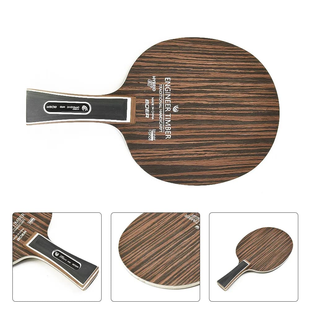 Piastra inferiore per racchetta da ping pong, 6,2 mm, circa 70 g, accessori neri + gialli in ebano di Dalbergia, pratici