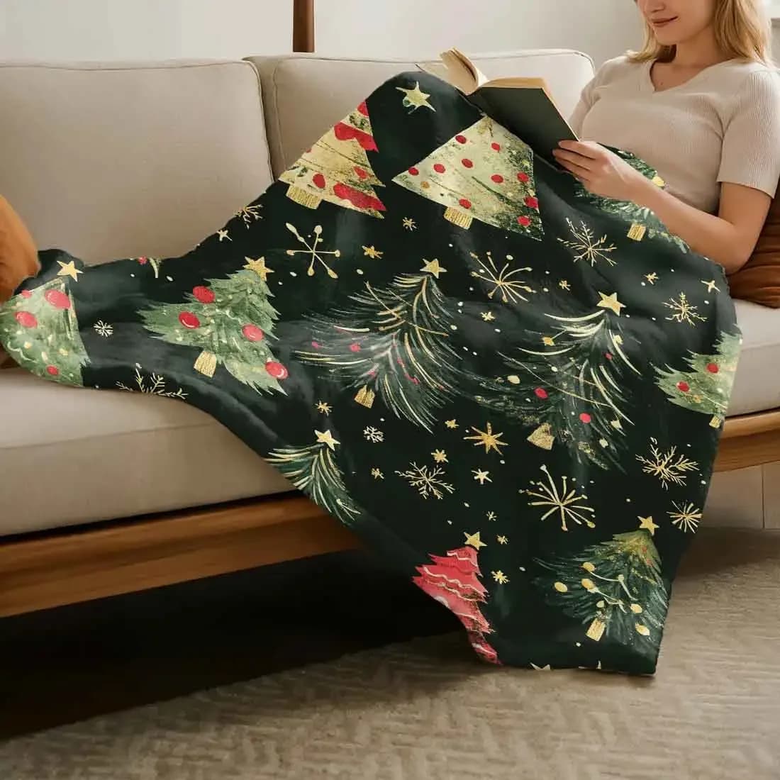 Decorazioni per l'albero di Natale Coperte da tiro Coperta calda e morbida per il ginocchio in peluche per l'inverno Ufficio Camera da letto Divano Regali da viaggio Decorazioni per la casa