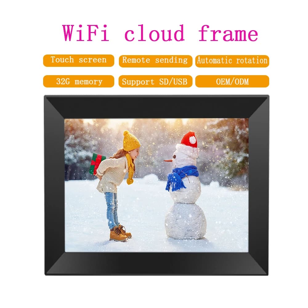 Frameo invio immagini video rotazione automatica WIFI touch screen supporto grande memoria SD USB OEM ODM cornice per foto digitale da 15 pollici