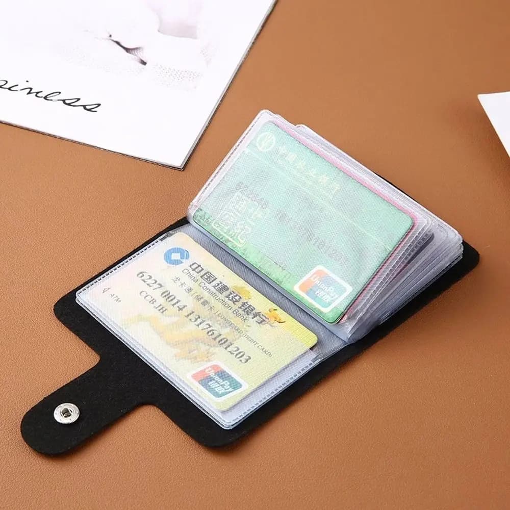 Portacarte di Credito e Passaporto in Pelle PU, Mini Portafoglio Multicard con 24 Scomparti, Porta Biglietti da Visita