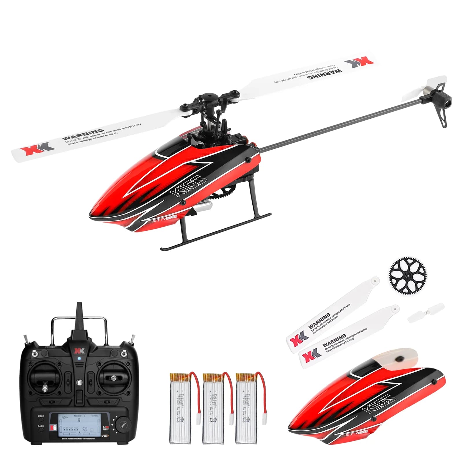 Elicotteri WLtoys K110S RC per adulti, modalità 3D/6G, mini elicottero telecomandato a 6 canali, motore brushless, con 3 batterie