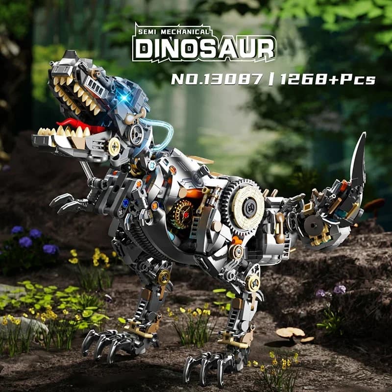 Set di Costruzioni Dinosauro da 1268 Pezzi, Modello T-Rex Meccanico, Mattoncini Creativi per Decorazione Scrivania, Giocattoli Educativi Fai-da-Te, Regali per le Feste