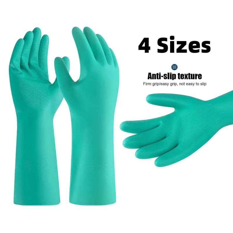 1 paio di guanti in Nitrile con solvente guanto antiscivolo resistente all'olio strumenti chimici per la pulizia della casa guanto lungo impermeabile