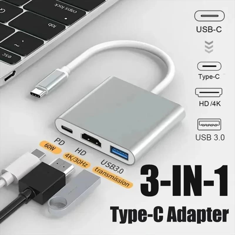 Adattatore 3 IN 1 da USB C a HDMI compatibile USB 3.1 Hub tipo C convertitore di ricarica per Samsung S23 Ultra Huawei Xiaomi Laptop Macbook