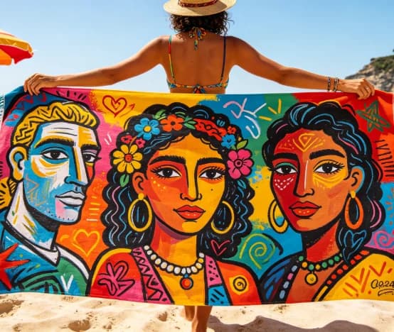 Asciugamano da spiaggia colorato con arte popolare messicana, ad asciugatura rapida, anti-sabbia, morbido e assorbente, per piscina estiva, viaggi, vacanze