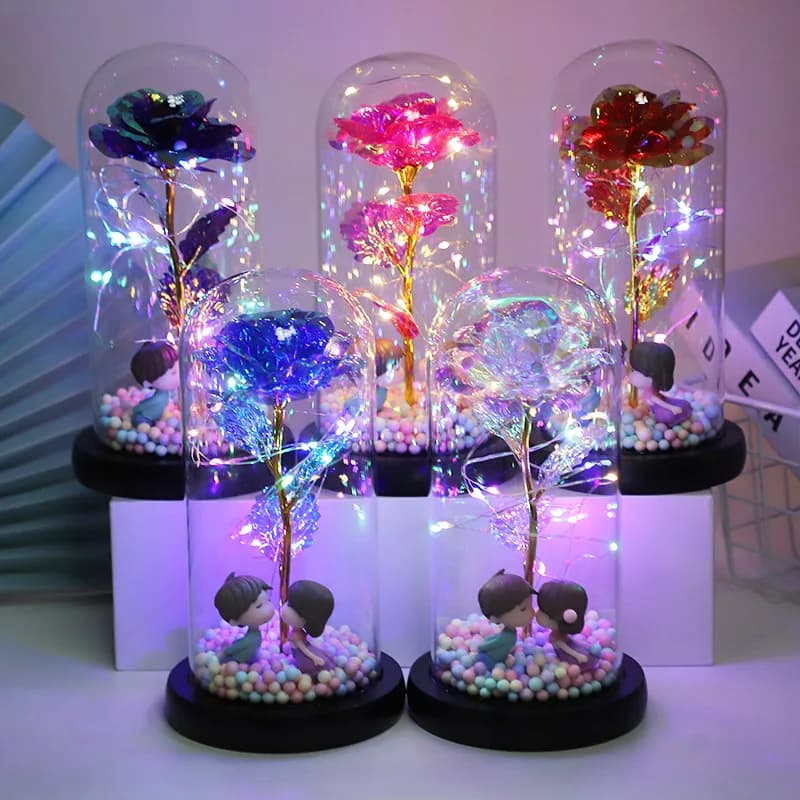 LED incantato Galaxy Rose Eternal Beauty And The Beast Rose con luci fiabesche a cupola regali di san valentino di natale per le donne
