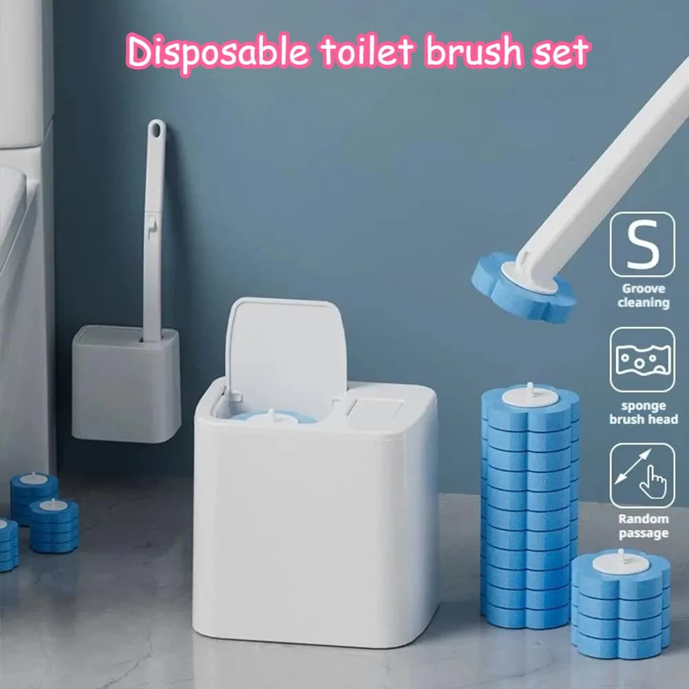 Set di pulizia WC con spazzola monouso e manico lungo, accessorio per la pulizia del WC