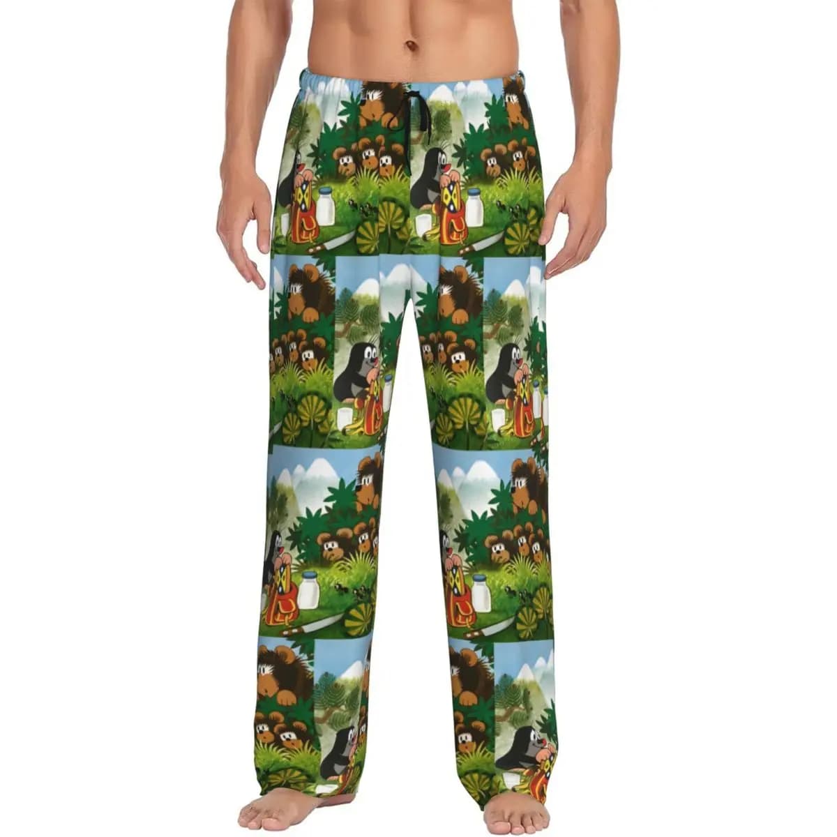 Pantaloni da pigiama The Little Mole da uomo stampati personalizzati Krtek Cartoon Sleepwear Sleep Lounge Bottoms con tasche