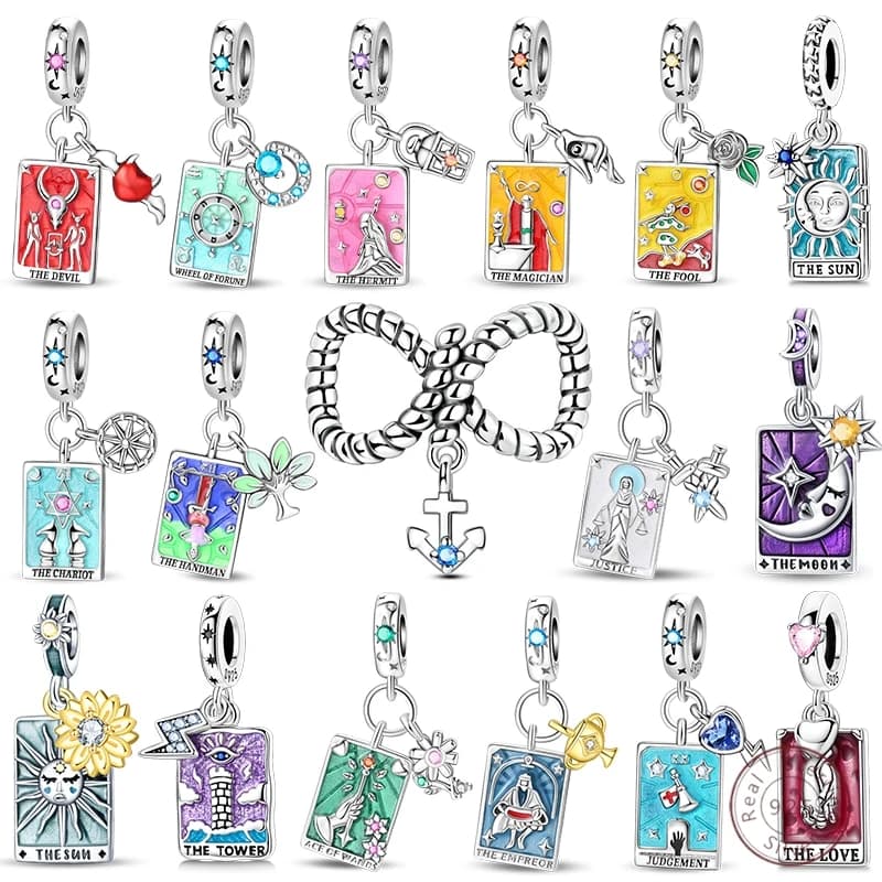 925 Sterling Silver Charms Beads Pendants Sun Moon Stars Magic Tarot Charms Fit Original Bracelets Women Fine Jewelry Gift