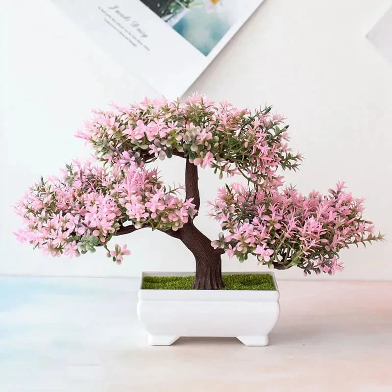 Artificial Plants Bonsai Faux Plant Flowers Vase Ornaments For Table House Hotel Room Decoration Garden Decoration Small Tree Pot