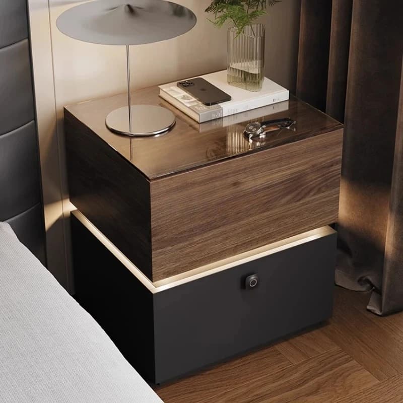 TT2025 Nuovo comodino intelligente Camera da letto Comodino multifunzione Armadietto di stoccaggio assicurativo con serratura 40 cm
