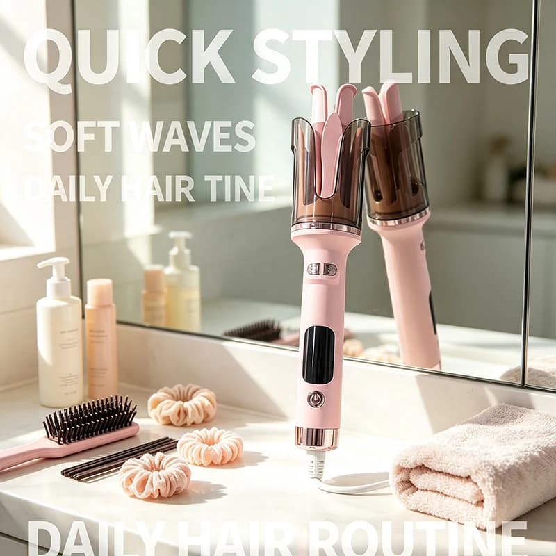 Portable automatic ceramic curling iron, anti-scald electric spiral curling rod, suitable for hotels and households