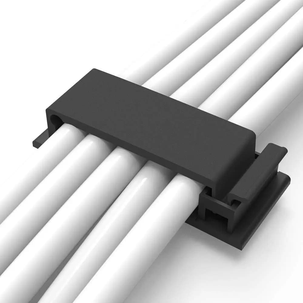 Organizzatore di Cavi Autoadesivo Nero e Bianco, Clip in Plastica per Fili, Avvolgicavo per Scrivania, Casa e Ufficio