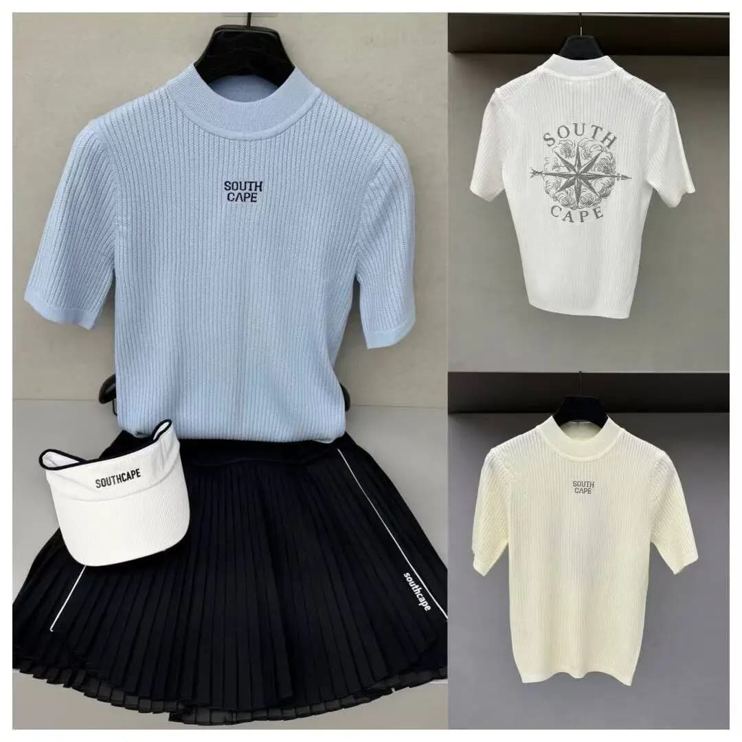 Maglietta sportiva da golf da donna a maniche corte in maglia, traspirante, elasticizzata, slim fit, per golf e baseball