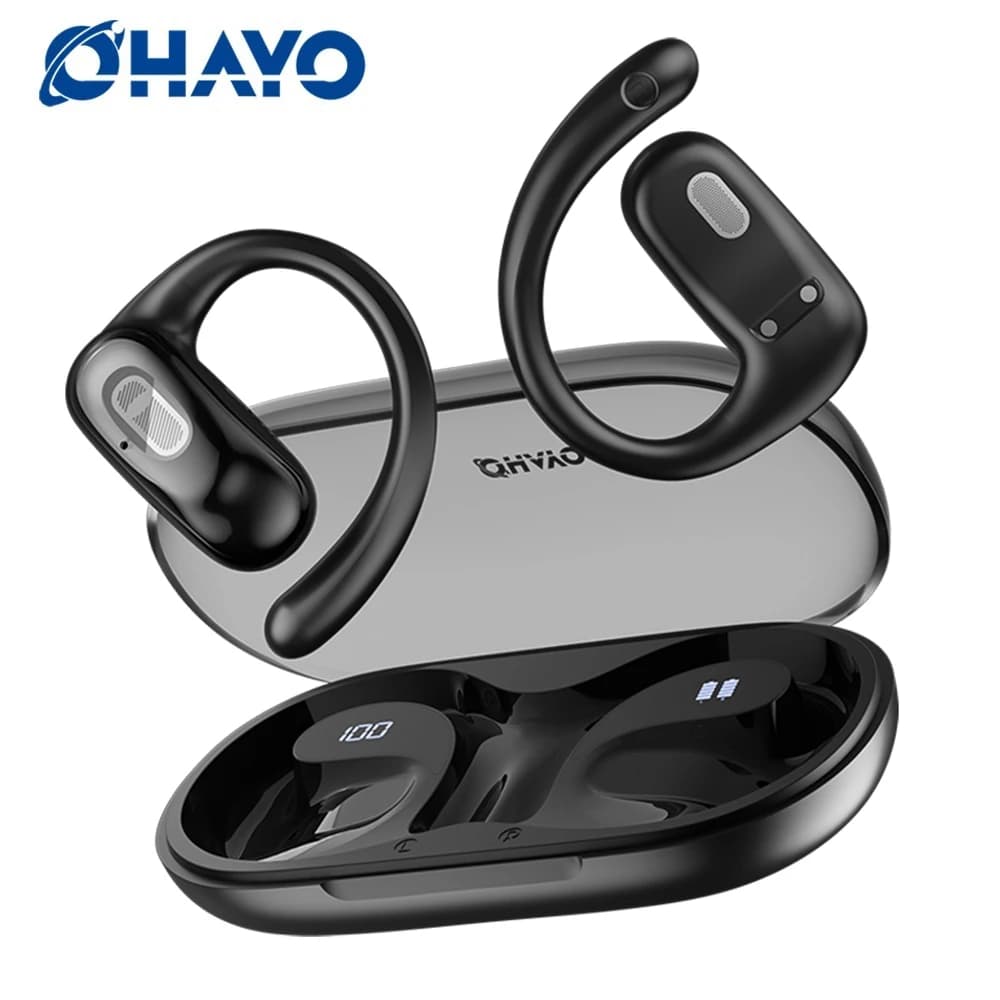 Cuffie Open Ear OHAYO T20, Auricolari Wireless Bluetooth 5.4 con Microfono, Auricolari a Conduzione Aerea, Cuffie Over-Ear con Bassi Stereo HD