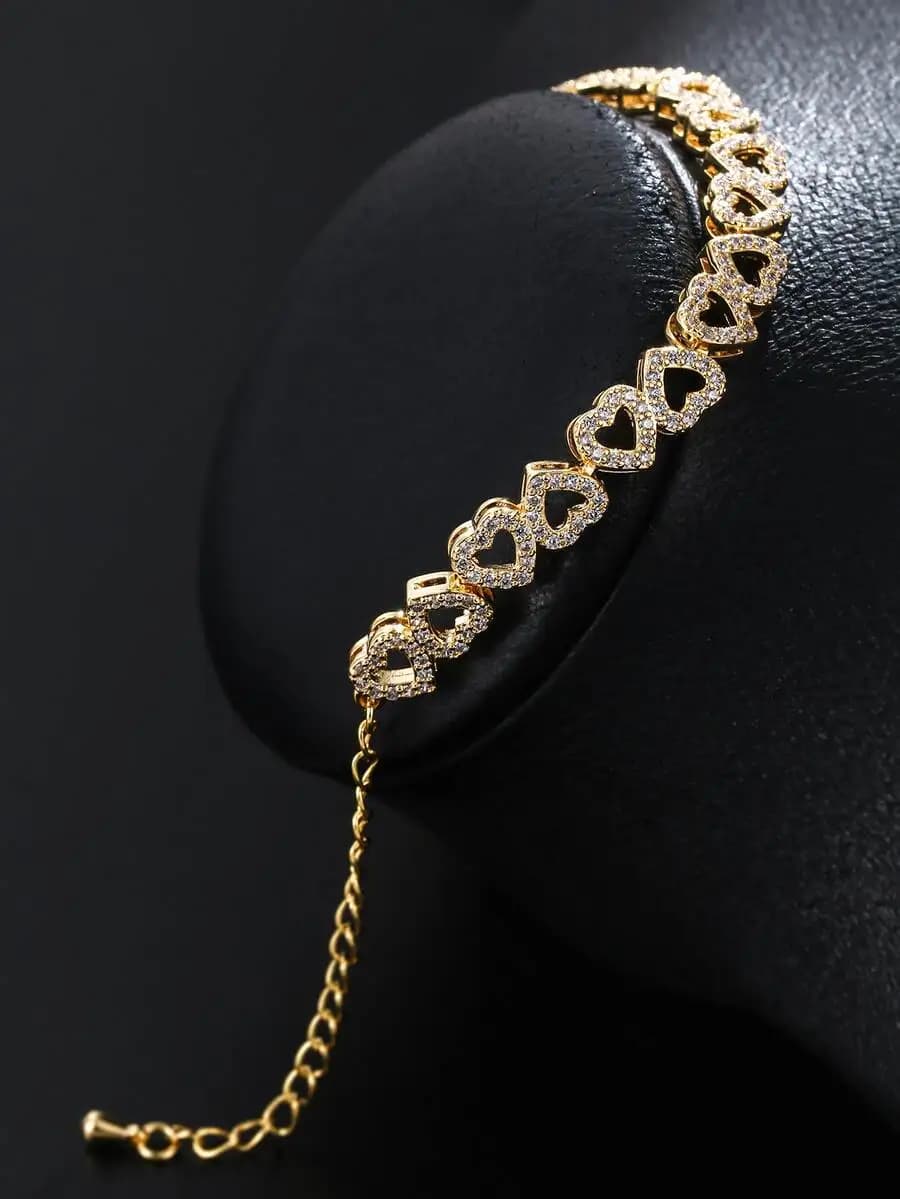 1 braccialetto glamour con decorazione a cuore in zirconia cubica per donna, regalo per San Valentino, mamma, festa della mamma.