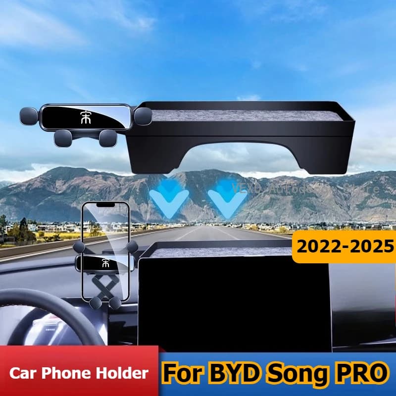 Per BYD Song PRO 2022-2025 Supporto per telefono per auto Scatola di immagazzinaggio Staffa di navigazione per schermo Vassoio organizzatore per rack di ricarica wireless magnetico